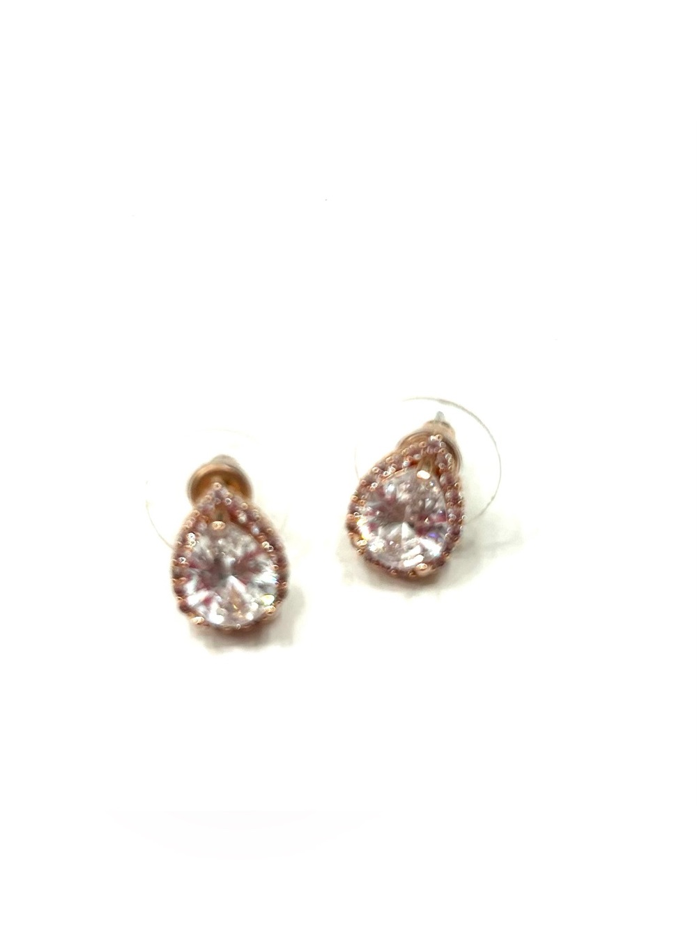 Rose Gold Teardrop Cubic Zirconia Stud Earrings - Women Jewelry